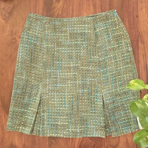 Vintage DRESS BARN Boucle Textured Tweed Pencil Skirt Blue Green - Picture 1 of 9
